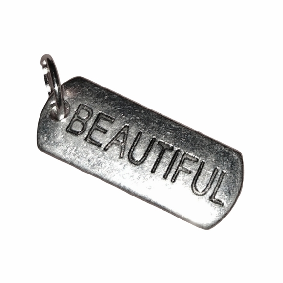 Boutique Jewelry - Silver Oblong Tag BEAUTIFUL Charm for Necklace or Bracelet Word Dog Tags Pendant